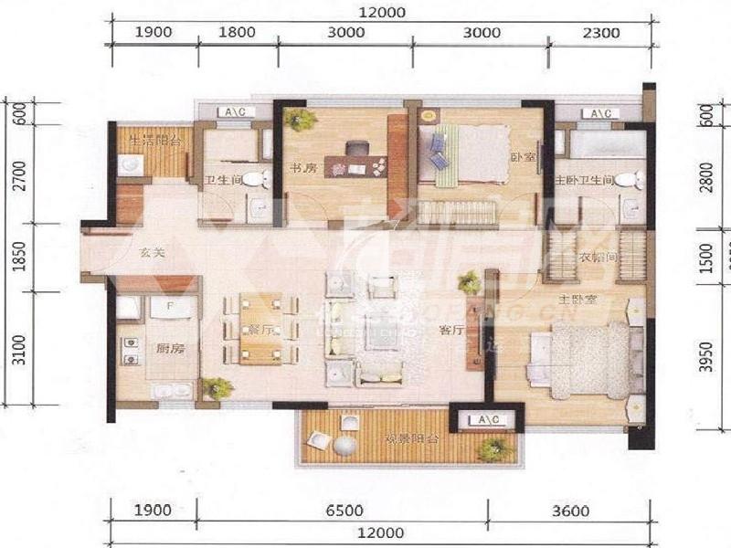 万科缤纷四季南区二手房户型图