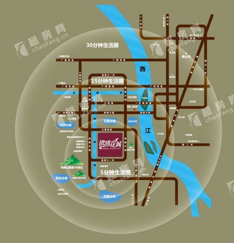 欧浦花城（新房）新房交通图