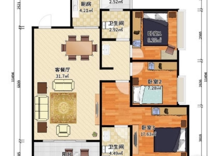 保利西悦湾花园出租房户型图